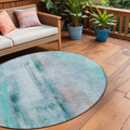8' Round Teal Round Washable Non Skid Indoor Outdoor Area Rug