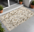2' X 3' Khaki Floral Washable Non Skid Indoor Outdoor Area Rug