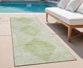 8' Runner Mint Green Geometric Washable Non Skid Indoor Outdoor Runner Rug