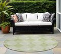 8' Round Mint Green Round Geometric Washable Non Skid Indoor Outdoor Area Rug