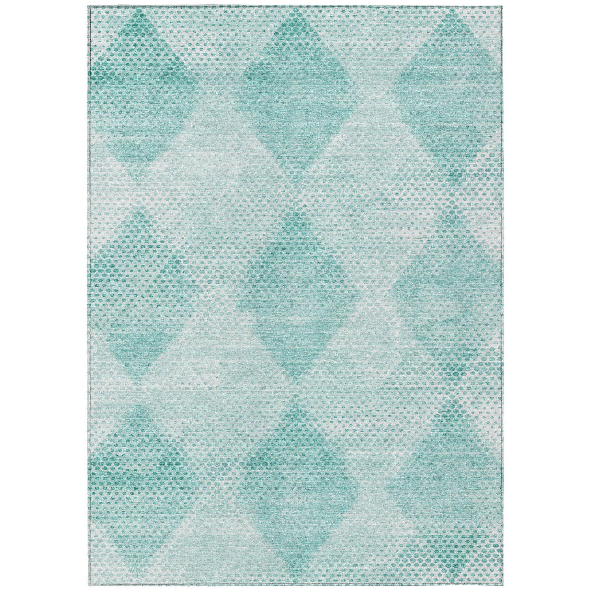9' X 12' Teal Geometric Washable Non Skid Indoor Outdoor Area Rug