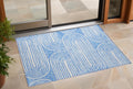 2' X 3' Blue And White Abstract Washable Non Skid Indoor Outdoor Area Rug
