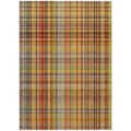 9' X 12' Orange Plaid Washable Non Skid Indoor Outdoor Area Rug