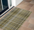 2' X 3' Taupe Plaid Washable Non Skid Indoor Outdoor Area Rug
