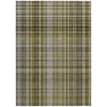 5' X 8' Taupe Plaid Washable Non Skid Indoor Outdoor Area Rug