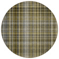 8' Round Taupe Round Plaid Washable Non Skid Indoor Outdoor Area Rug