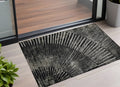3' X 5' Black And Ivory Abstract Washable Non Skid Indoor Outdoor Area Rug