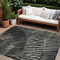 8' X 10' Black And Ivory Abstract Washable Non Skid Indoor Outdoor Area Rug