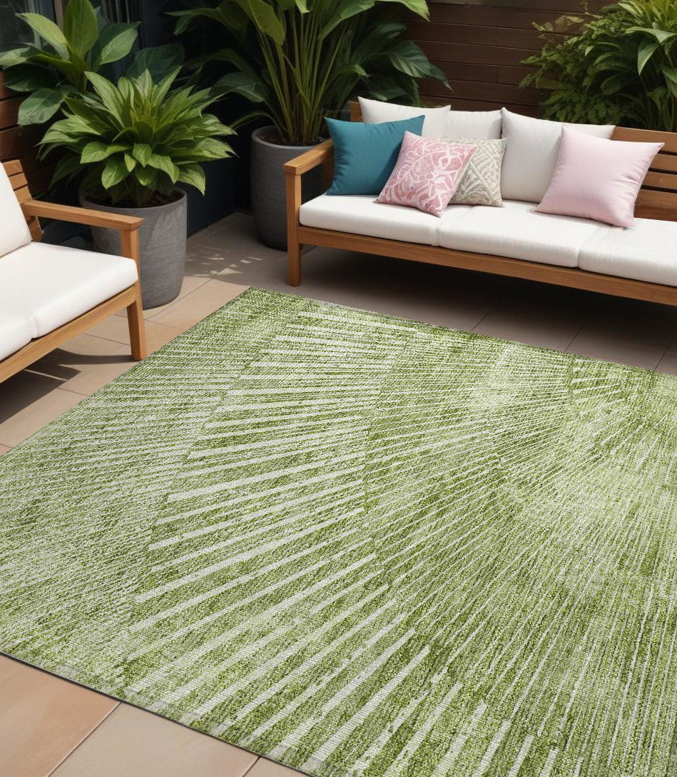 10' X 14' Sage Abstract Washable Non Skid Indoor Outdoor Area Rug