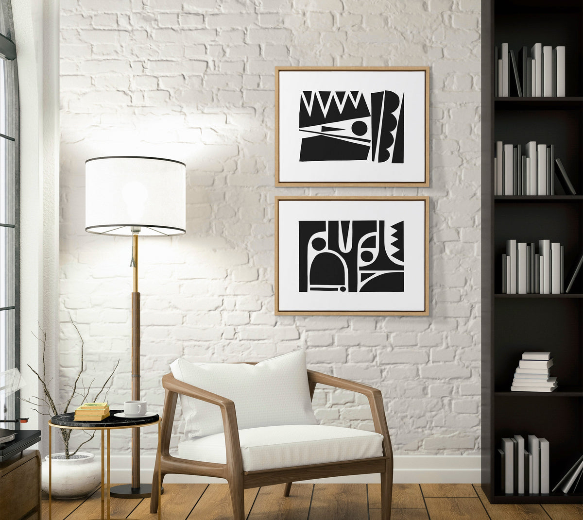 Sylvie Geometric Framed Canvas Set by Statement Goods