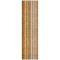 8' Runner Orange Ivory And Gray Striped Washable Non Skid Indoor Outdoor Runner Rug