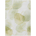8' X 10' Green And Ivory Abstract Washable Non Skid Indoor Outdoor Area Rug