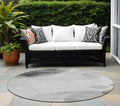 8' Round Gray And Light Gray Round Abstract Washable Non Skid Indoor Outdoor Area Rug