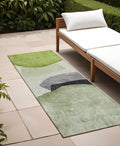 8' Runner Green Black And Gray Abstract Washable Non Skid Indoor Outdoor Runner Rug