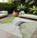 9' X 12' Green Black And Gray Abstract Washable Non Skid Indoor Outdoor Area Rug