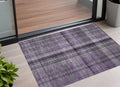 3' X 5' Purple Plaid Washable Non Skid Indoor Outdoor Area Rug