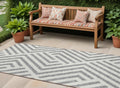 8' Runner Gray And Ivory Geometric Washable Non Skid Indoor Outdoor Runner Rug