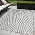5' X 8' Gray And Ivory Geometric Washable Non Skid Indoor Outdoor Area Rug