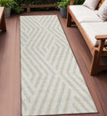 8' Runner Beige And Ivory Geometric Washable Non Skid Indoor Outdoor Runner Rug