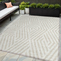 5' X 8' Beige And Ivory Geometric Washable Non Skid Indoor Outdoor Area Rug