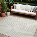 9' X 12' Beige And Ivory Geometric Washable Non Skid Indoor Outdoor Area Rug