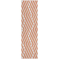 8' Runner Orange And White Geometric Washable Non Skid Indoor Outdoor Runner Rug
