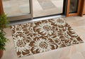 2' X 3' Brown And Ivory Floral Washable Non Skid Indoor Outdoor Area Rug