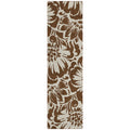 8' Runner Brown And Ivory Floral Washable Non Skid Indoor Outdoor Runner Rug