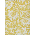 8' X 10' Gold Floral Washable Non Skid Indoor Outdoor Area Rug