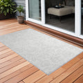 2' X 3' Ivory Floral Washable Non Skid Indoor Outdoor Area Rug