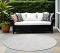 8' Round Ivory Round Floral Washable Non Skid Indoor Outdoor Area Rug