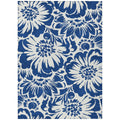 5' X 8' Navy And Ivory Floral Washable Non Skid Indoor Outdoor Area Rug