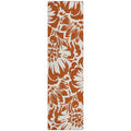 8' Runner Orange Floral Washable Non Skid Runner Rug With Uv Protection