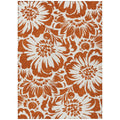 10' X 14' Rust And Ivory Floral Washable Non Skid Indoor Outdoor Area Rug