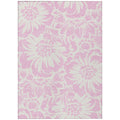 8' X 10' Pink And Ivory Floral Washable Non Skid Indoor Outdoor Area Rug