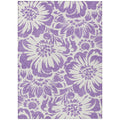 9' X 12' Purple And Ivory Floral Washable Non Skid Indoor Outdoor Area Rug