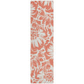 8' Runner Salmon And Ivory Floral Washable Non Skid Indoor Outdoor Runner Rug