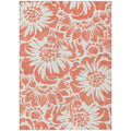 8' X 10' Salmon And Ivory Floral Washable Non Skid Indoor Outdoor Area Rug