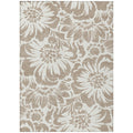 10' X 14' Taupe And Ivory Floral Washable Non Skid Indoor Outdoor Area Rug