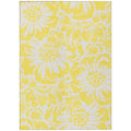 5' X 8' Yellow And Ivory Floral Washable Non Skid Indoor Outdoor Area Rug