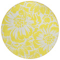 8' Round Yellow And Ivory Round Floral Washable Non Skid Indoor Outdoor Area Rug