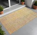 3' X 5' Yellow And Orange Striped Washable Non Skid Indoor Outdoor Area Rug