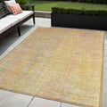 5' X 8' Yellow And Orange Striped Washable Non Skid Indoor Outdoor Area Rug