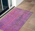 3' X 5' Lilac Striped Washable Non Skid Indoor Outdoor Area Rug