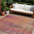 10' X 14' Red And Orange Striped Washable Non Skid Indoor Outdoor Area Rug