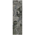 8' Runner Gray Dark Green And Black Floral Washable Non Skid Indoor Outdoor Runner Rug