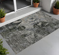 3' X 5' Gray Dark Green And Black Floral Washable Non Skid Indoor Outdoor Area Rug