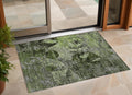 2' X 3' Green And Gray Floral Washable Non Skid Indoor Outdoor Area Rug