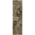 8' Runner Brown Terracotta And Gray Floral Washable Non Skid Indoor Outdoor Runner Rug