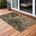 3' X 5' Brown Terracotta And Gray Floral Washable Non Skid Indoor Outdoor Area Rug